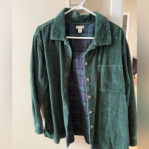 L.L Bean dark green corduroy flannel